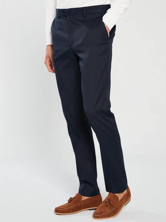 front image of river-island-edward-texture-skinny-navy-trousers