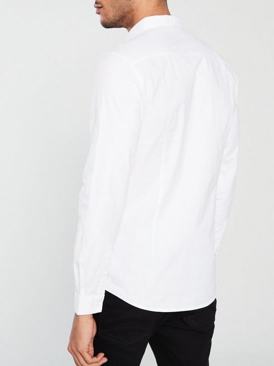 stillFront image of river-island-white-oxford-stretch-long-sleeve-shirt