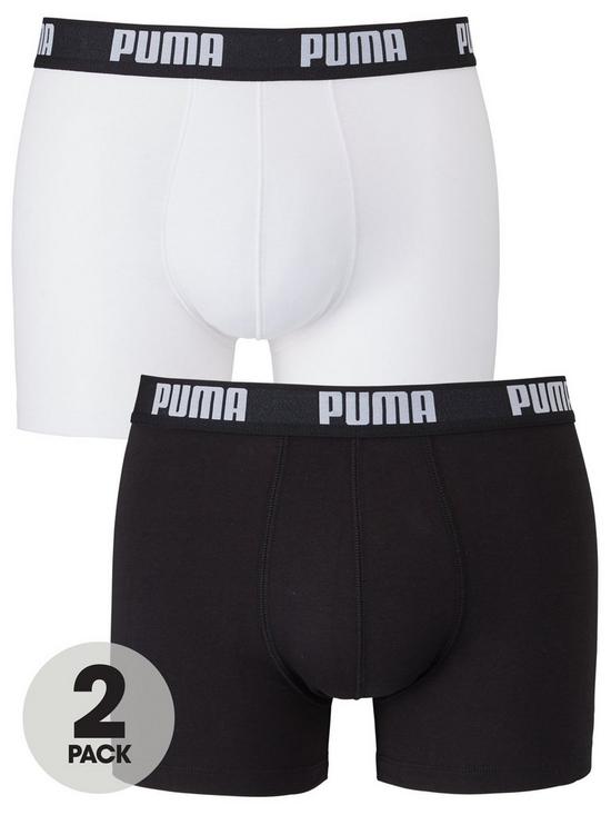 front image of puma-2-pack-basic-boxer-shorts-blackwhite