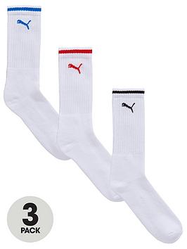 Puma   3 Pack Stripe Sport Socks - White