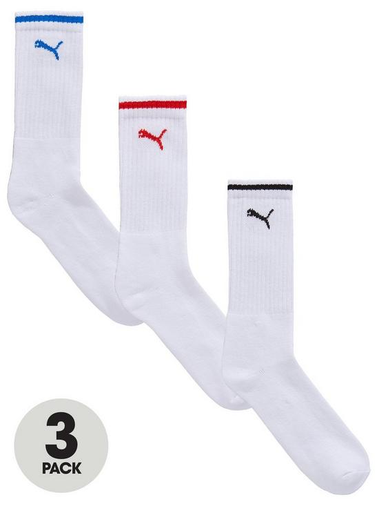 front image of puma-3-pack-stripe-sport-socks-white