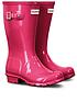  image of hunter-original-kids-gloss-wellington-boots-bright-pink