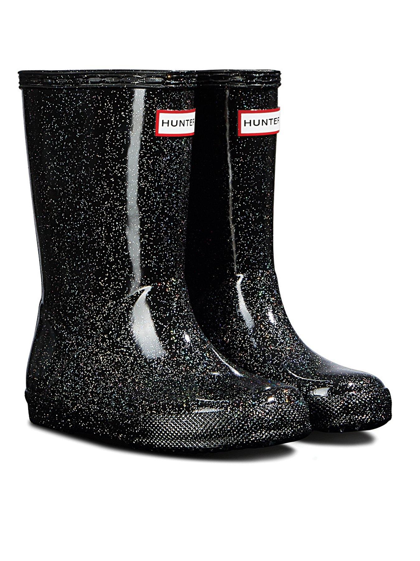 black sparkle hunter wellies