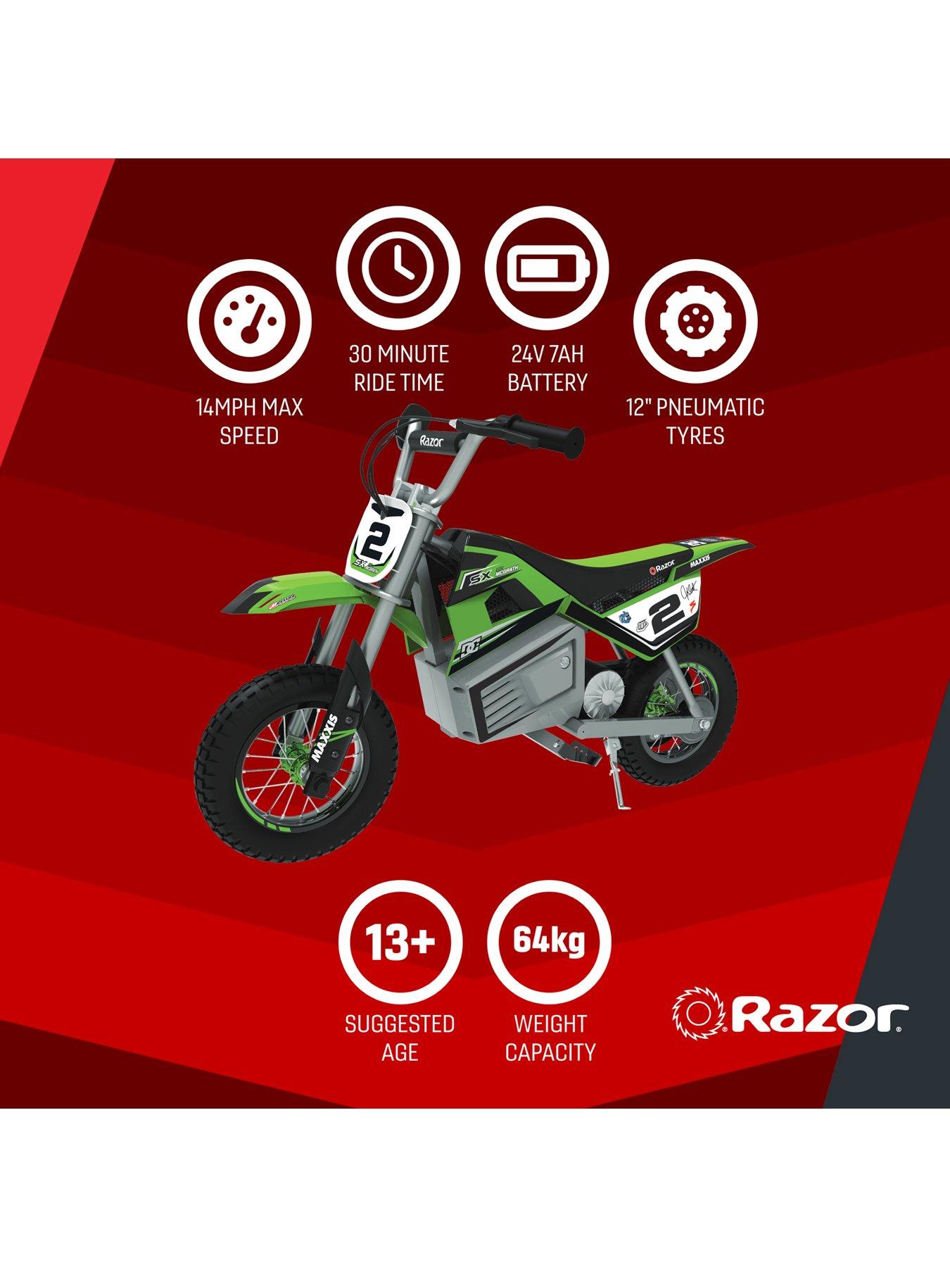 Razor SX350 McGrath Electric Dirt Bike for Kids 13+ Green