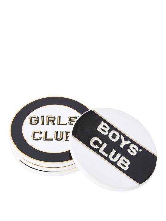 front image of river-island-set-of-4-girlsboys-club-coasters