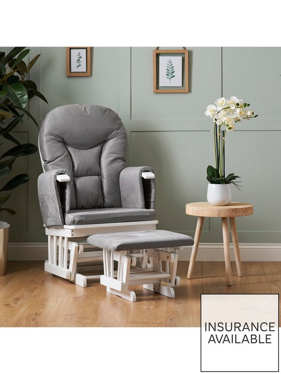 front image of obaby-recliner-nursery-chair-amp-stool