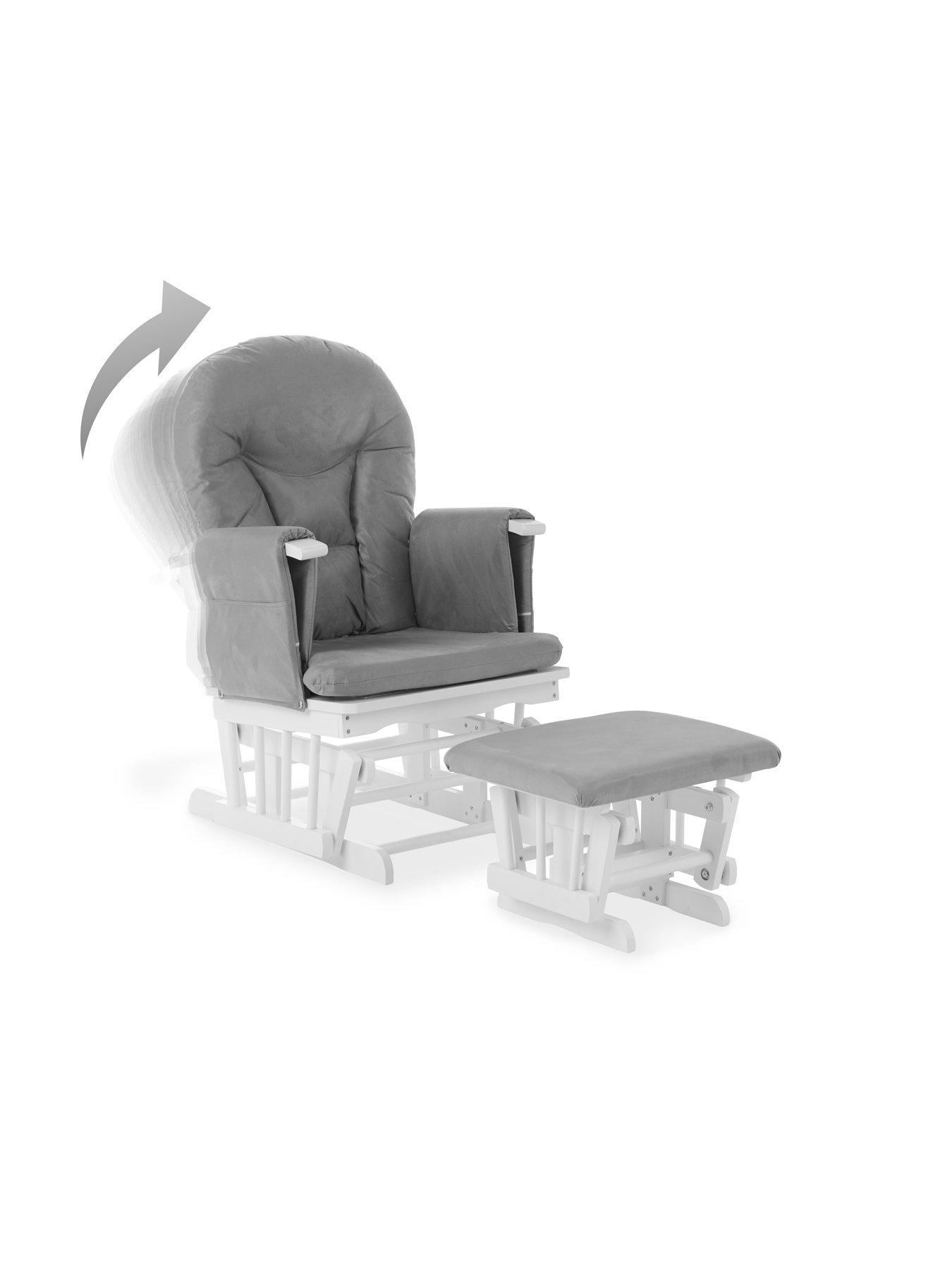 Image 3 of 5 of Obaby Recliner Nursery Chair &amp; Stool - White/Grey