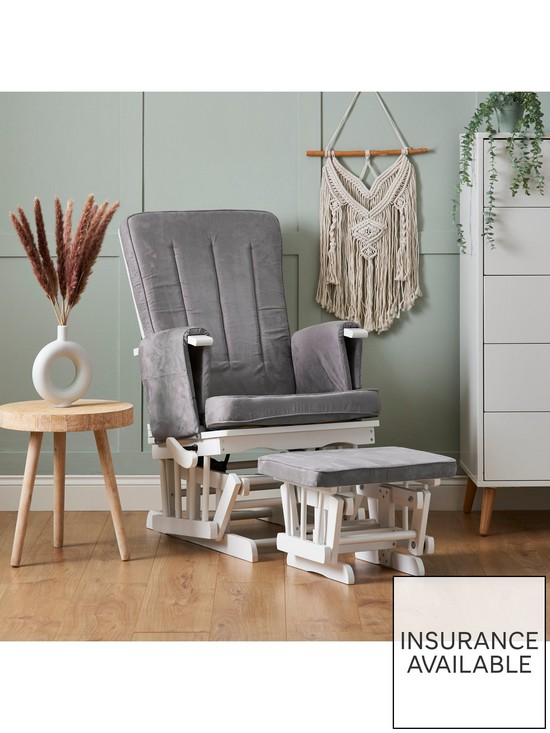 front image of obaby-deluxe-recliner-nursery-chair-amp-stool