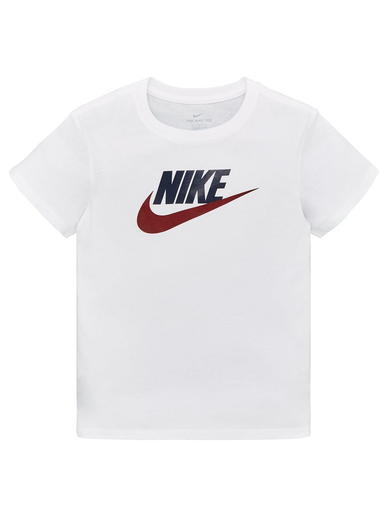 blue red and white nike shirt