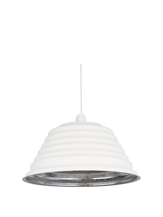 front image of ridged-sanded-white-and-metallic-non-electric-light-shade