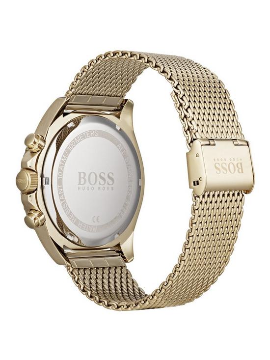 stillFront image of boss-ocean-edition-black-and-gold-detail-chronograph-dial-gold-mesh-stainless-steel-braceletnbspmens-watch