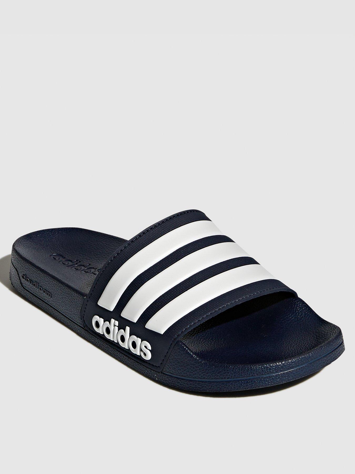 adidas slides navy and white