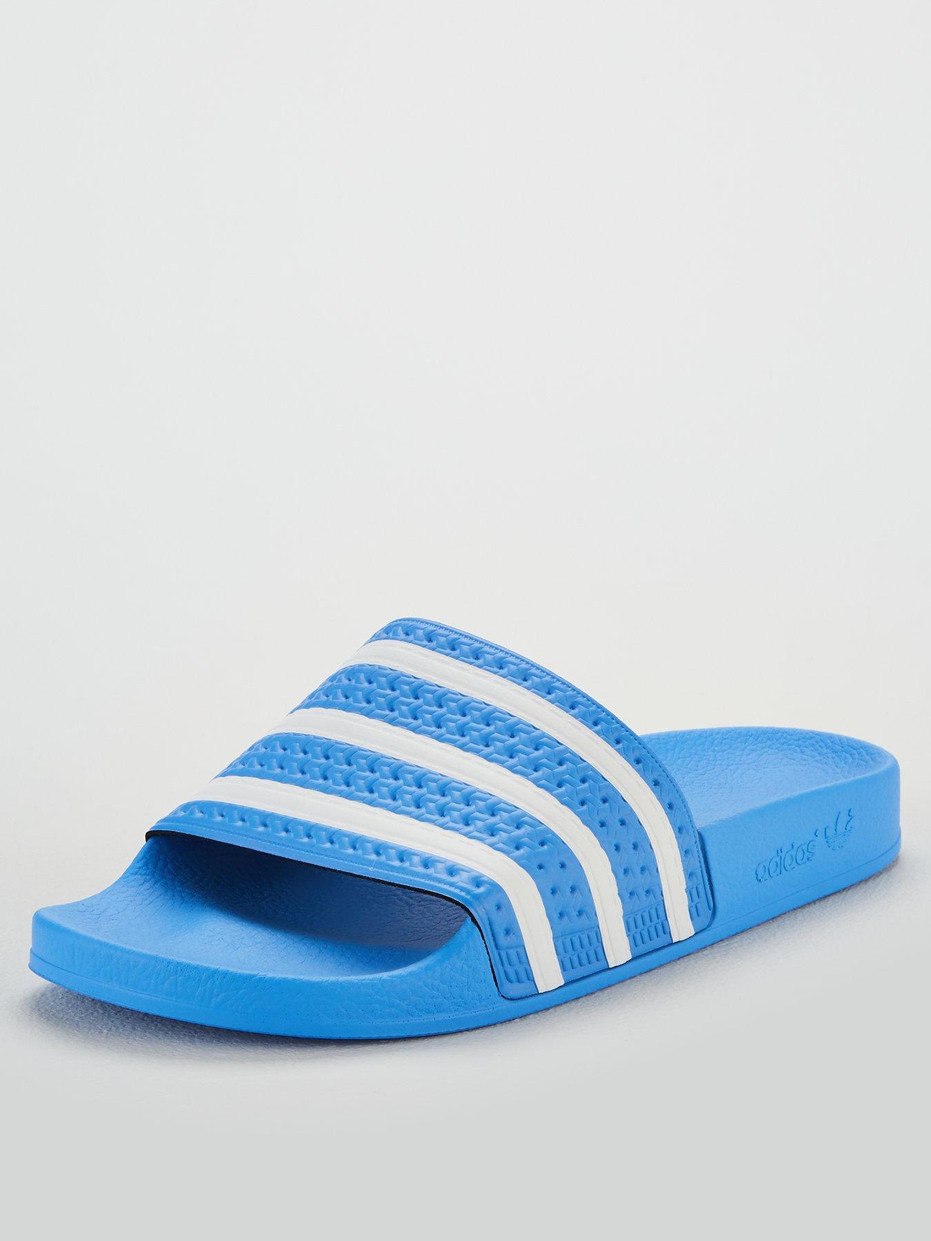 pale blue adidas slides