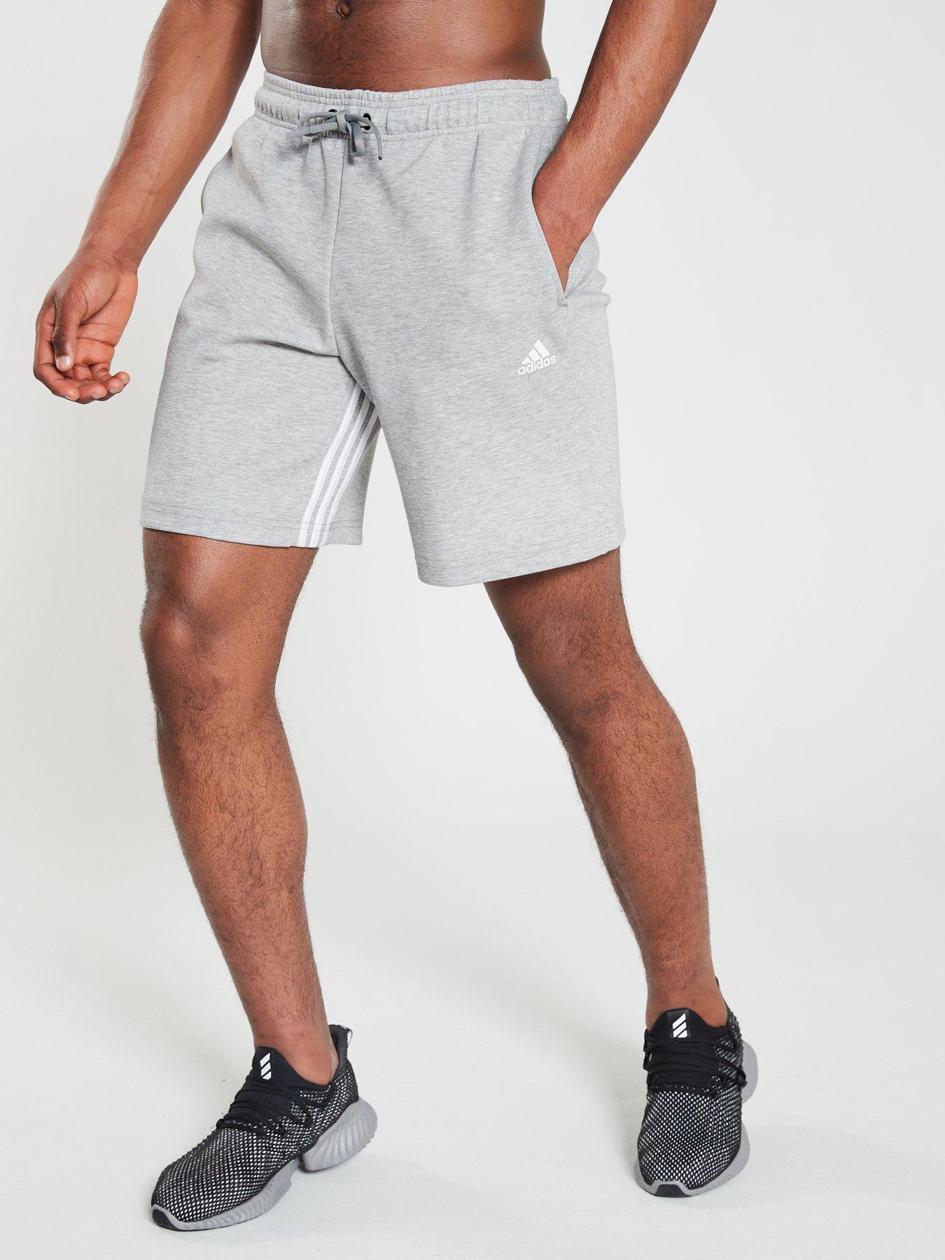 adidas 3 stripe shorts grey