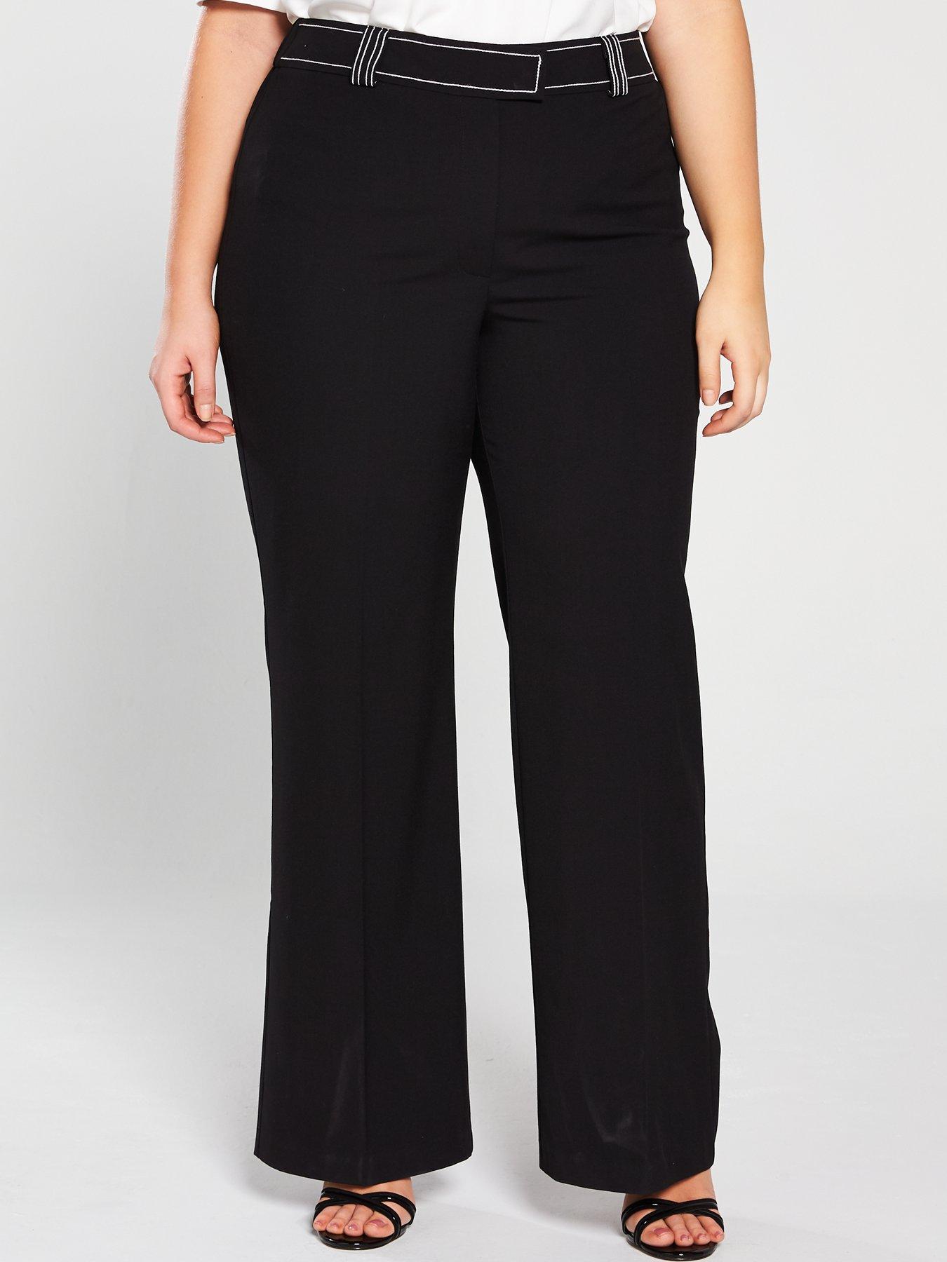 black wide leg trousers size 18