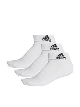 Adidas   3 Stripe Cushioned Ankle Socks - White