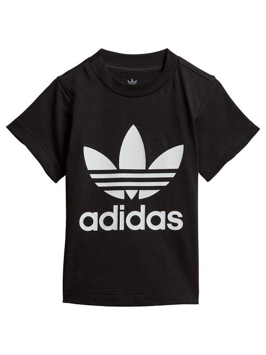front image of adidas-originals-infant-trefoil-t-shirt-blackwhite
