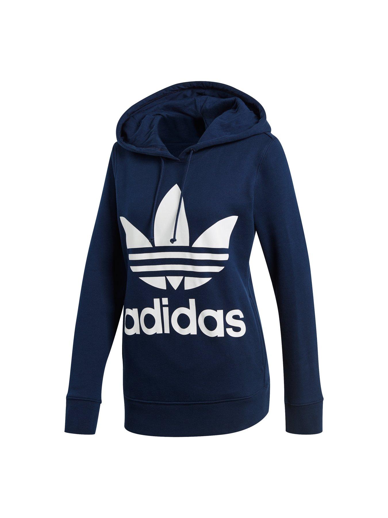 adidas trefoil hoodie navy
