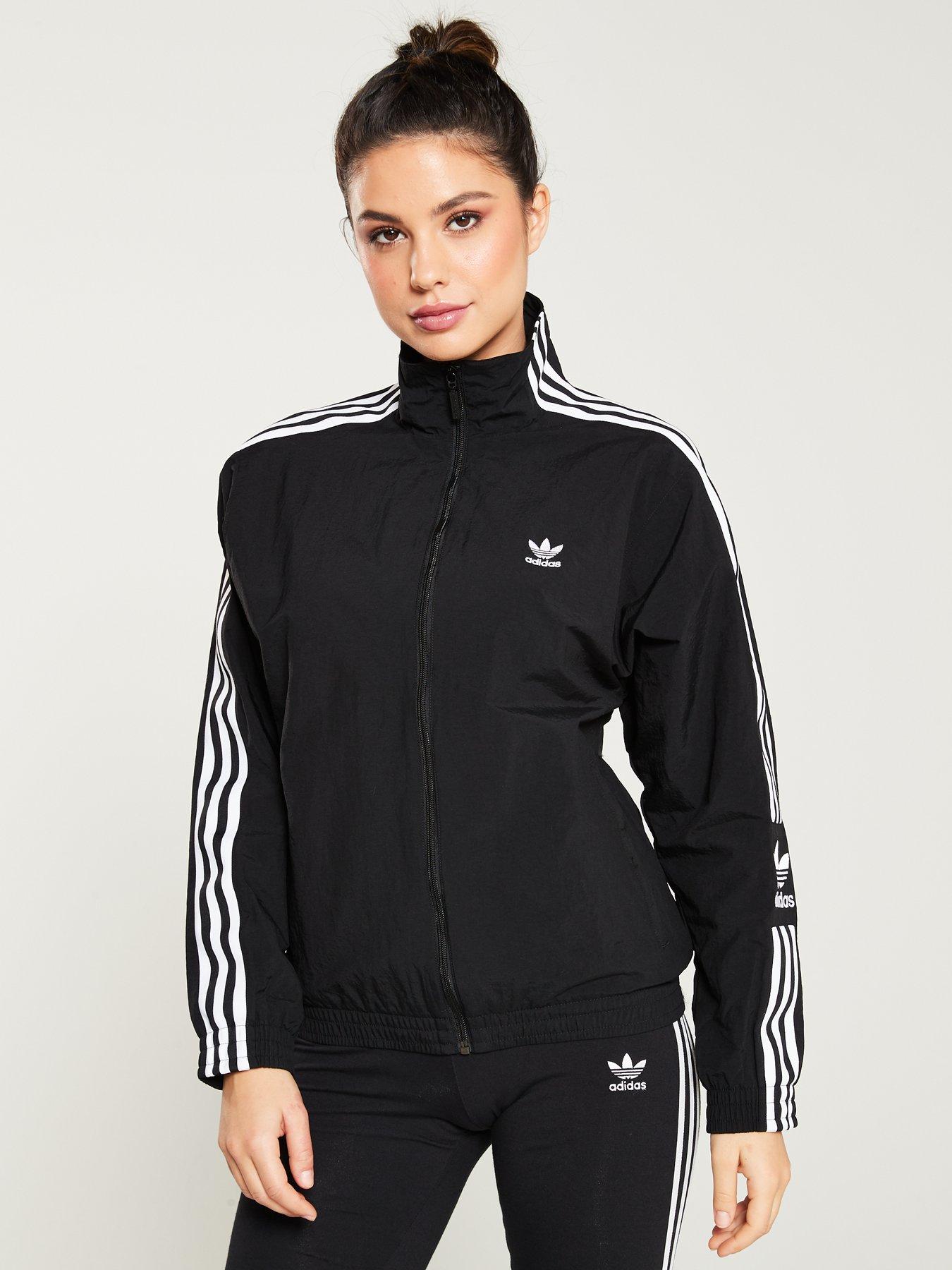 adidas originals locked up logo track jacket in black