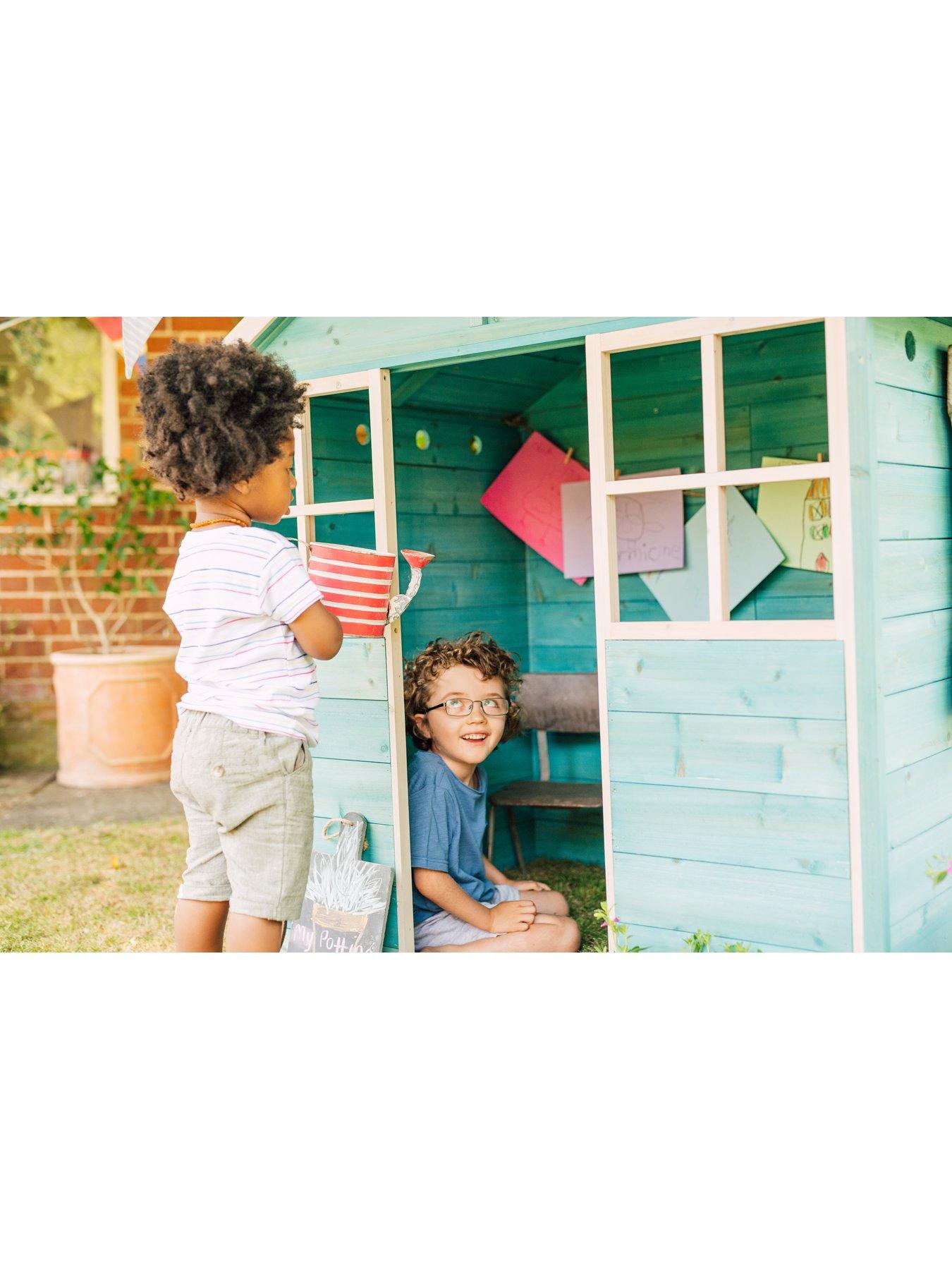 plum wooden playhouse teal