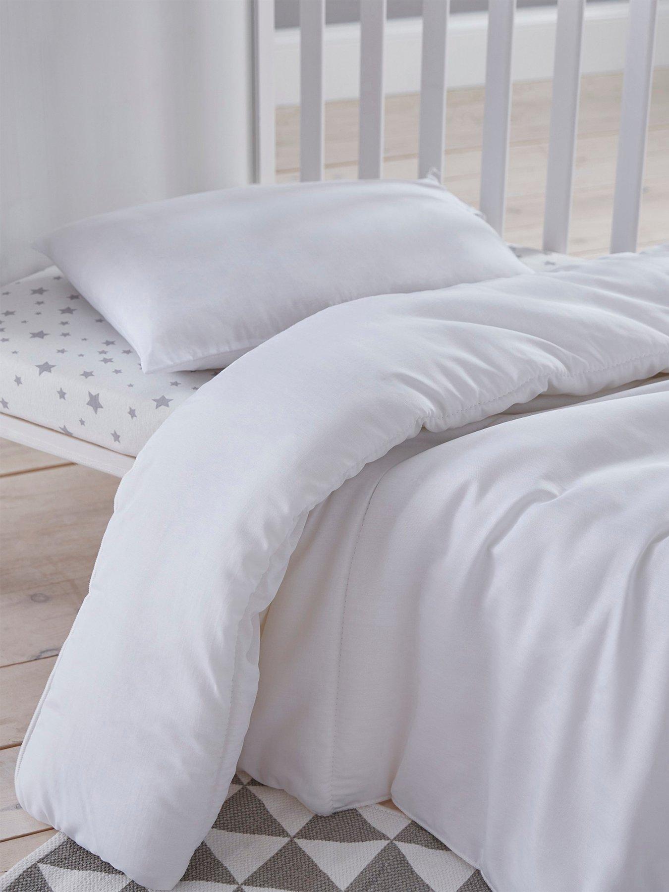 silent night cot bed duvet and pillow