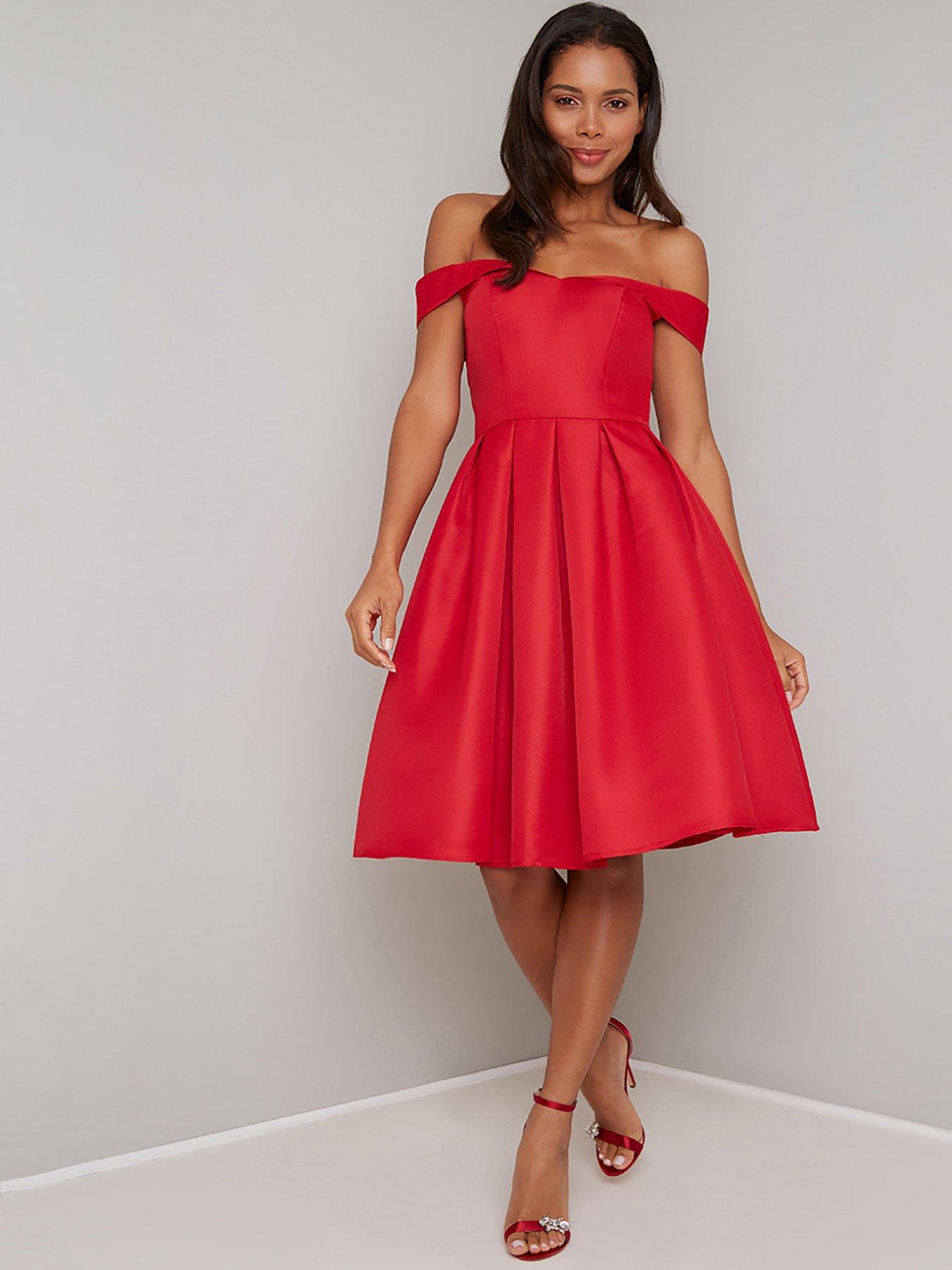 chi chi london red bardot dress