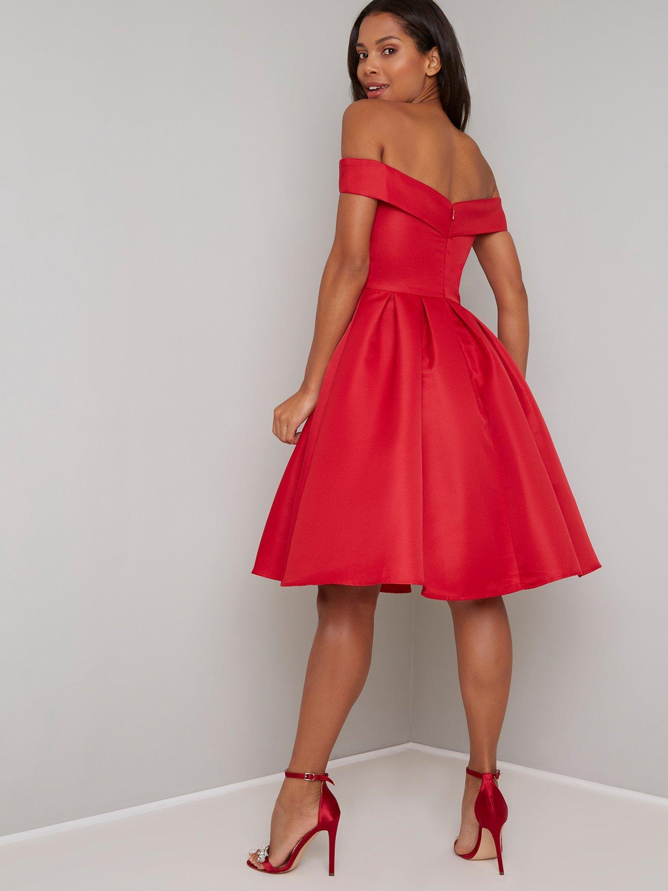 chi chi red bardot dress