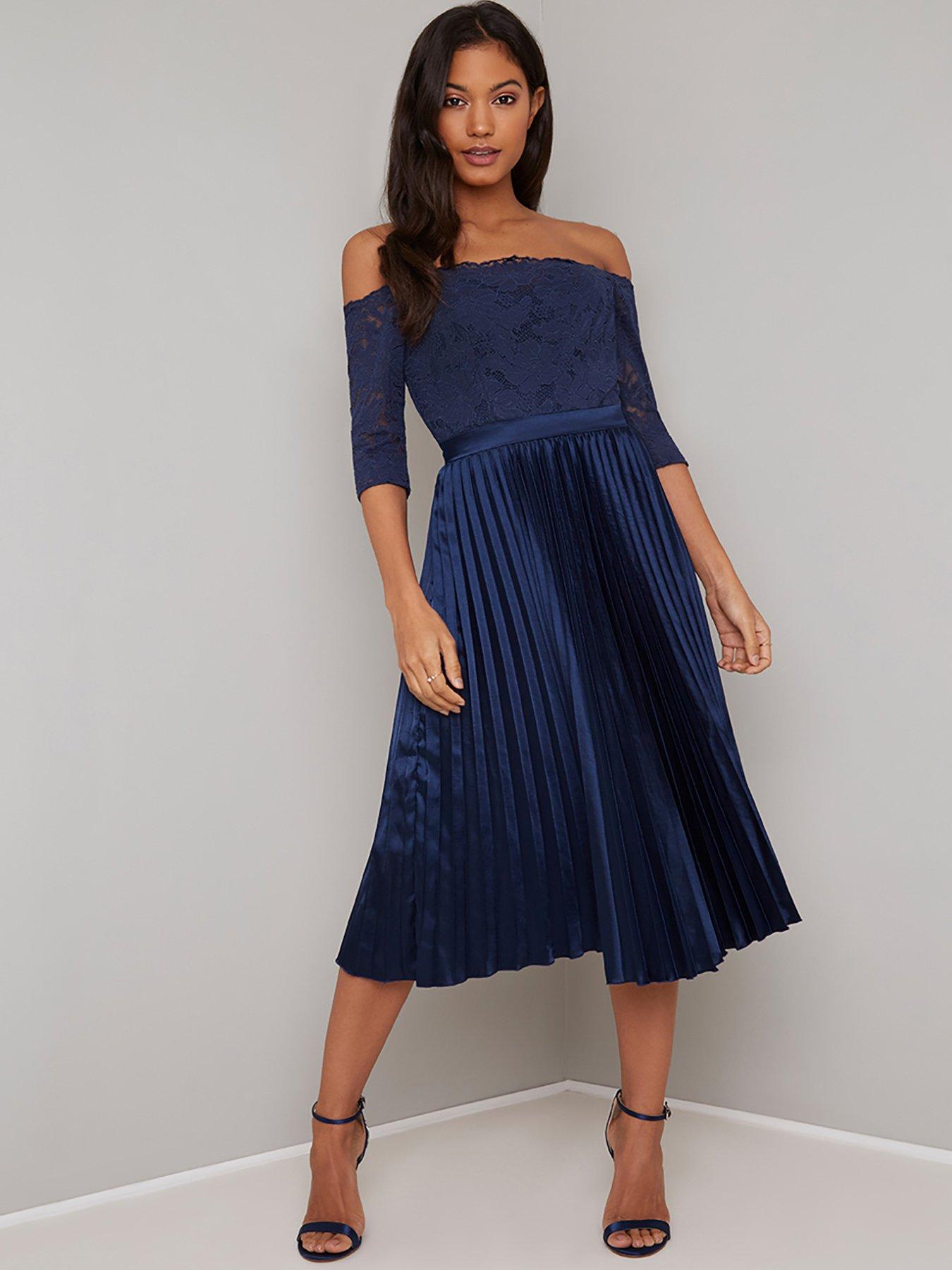 chi chi london lace top midi dress with pleated skirt