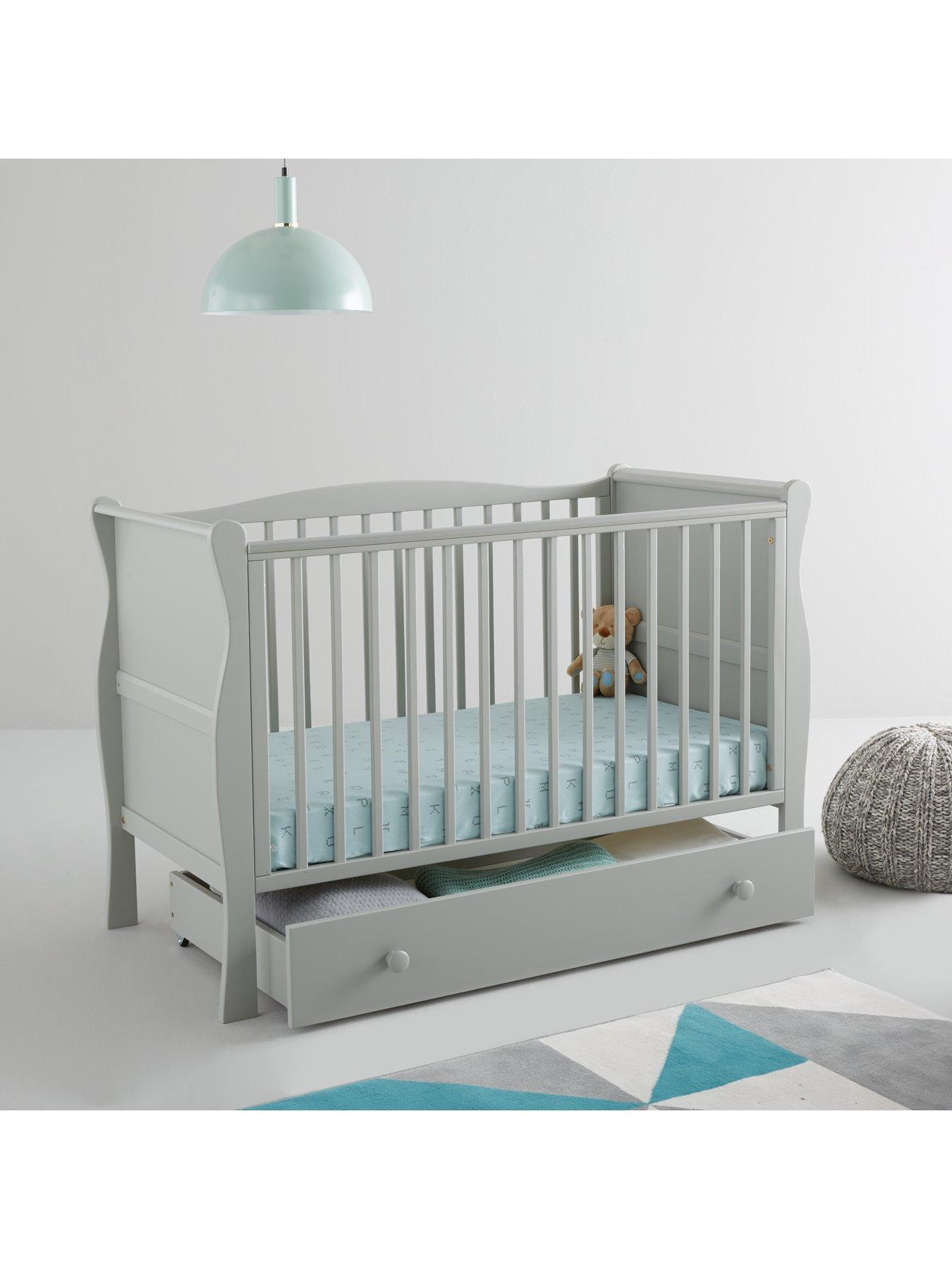 Image 2 of 5 of Little Acorns Space Saver Sleigh Cot &amp; Drawer