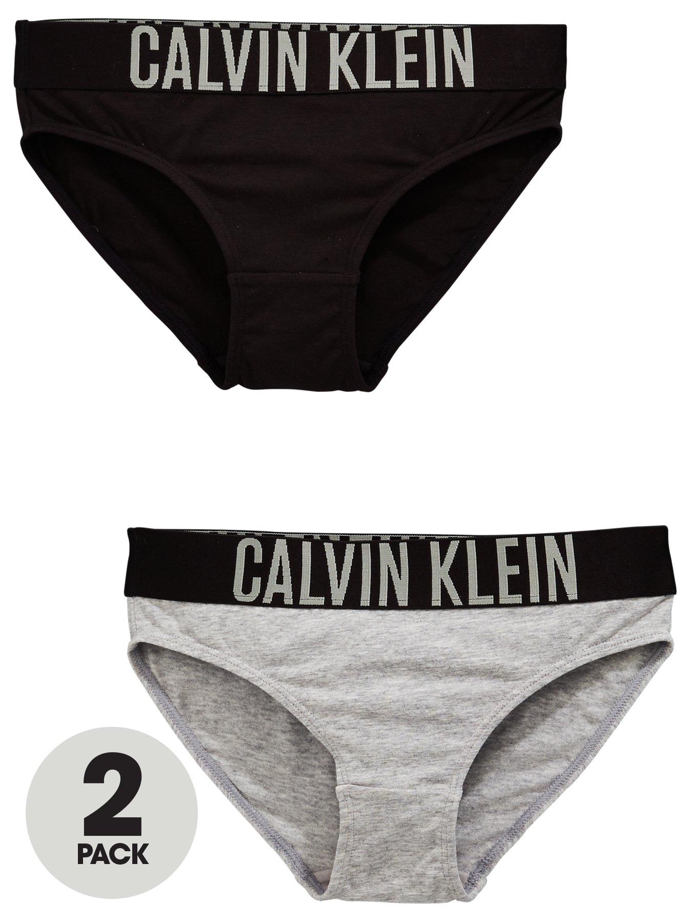 Calvin Klein Girls 2 Pack Bikini Briefs - Grey/Pink