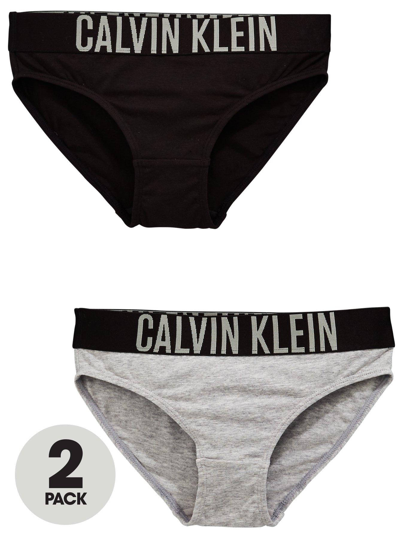 Image 1 of 4 of Calvin Klein Girls 2 Pack Bikini Briefs - Black/Grey