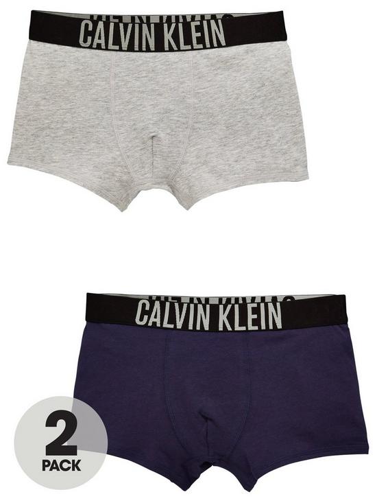 front image of calvin-klein-boys-2-pack-trunks-greyblue