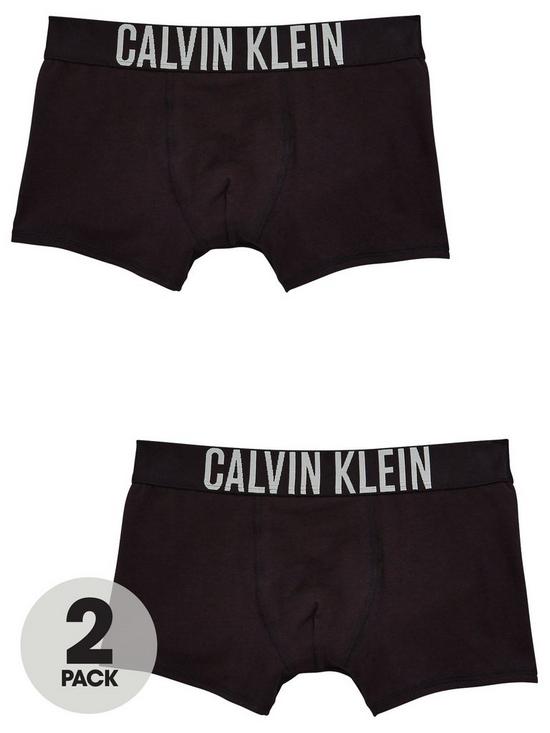 front image of calvin-klein-boys-2-pack-trunks-black