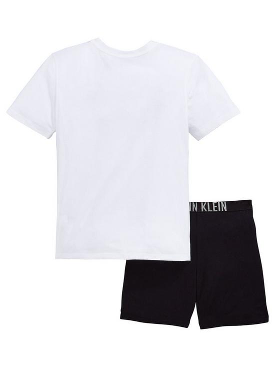 back image of calvin-klein-boys-shorty-pyjama-set-whiteblack