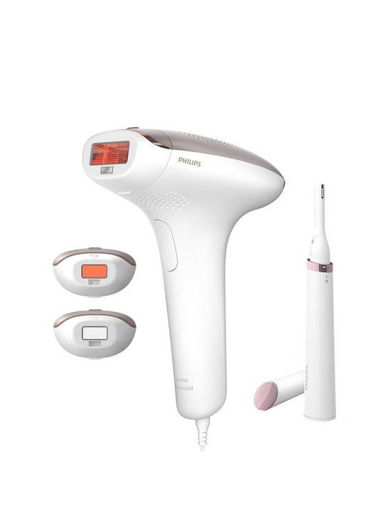 front image of philips-lumea-advanced-ipl-hair-removal-device-with-2-attachments-for-face-and-body-with-satin-compact-pen-trimmer-bri92300