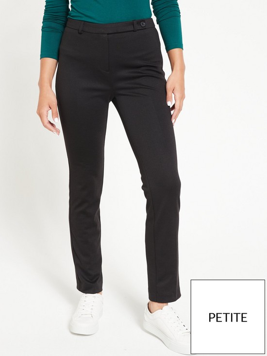 front image of everyday-petite-ponte-slim-leg-trousers-black