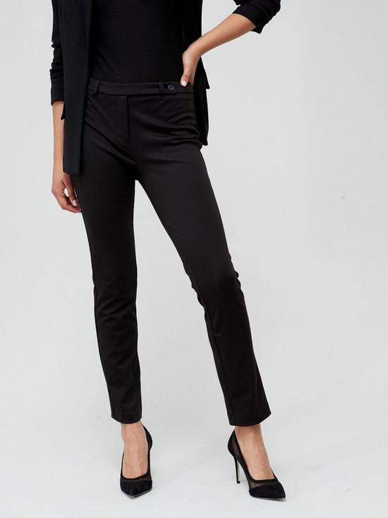 front image of everyday-ponte-slim-leg-trouser-black