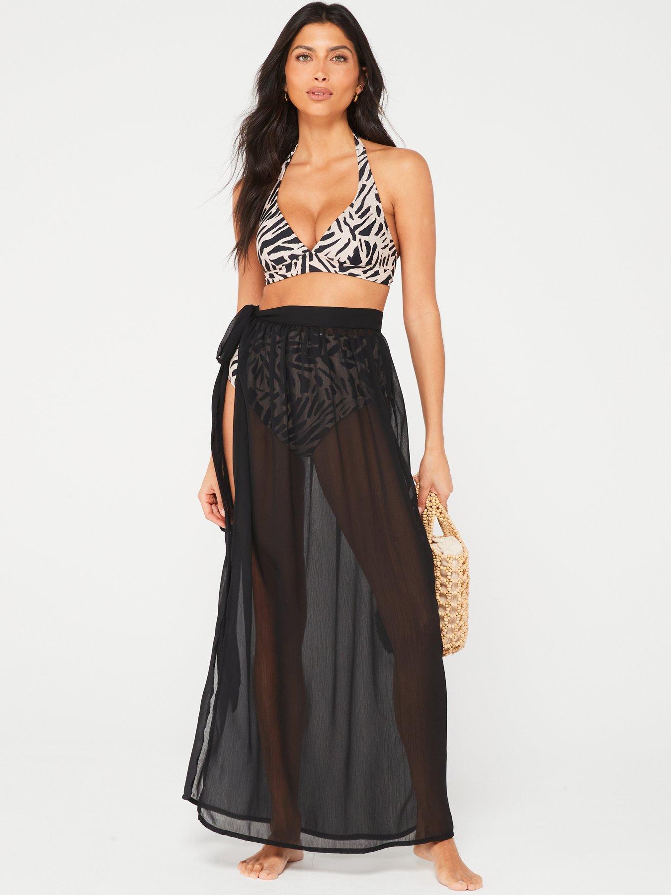Image 6 of 6 of Everyday Chiffon Tie Side Maxi Beach Skirt - Black