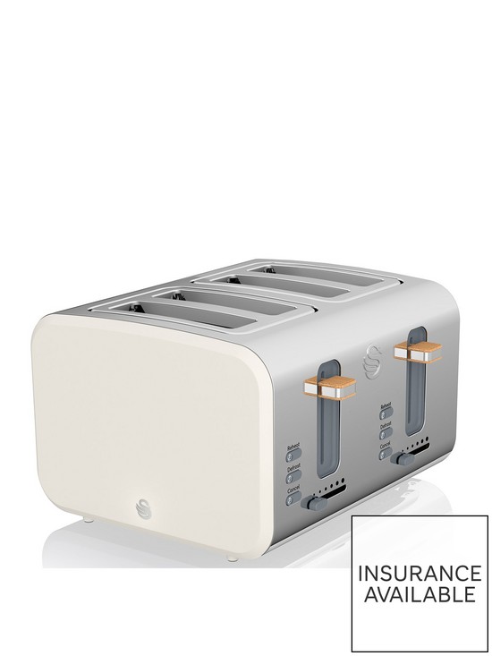 front image of swan-4-slice-nordic-style-toaster-white