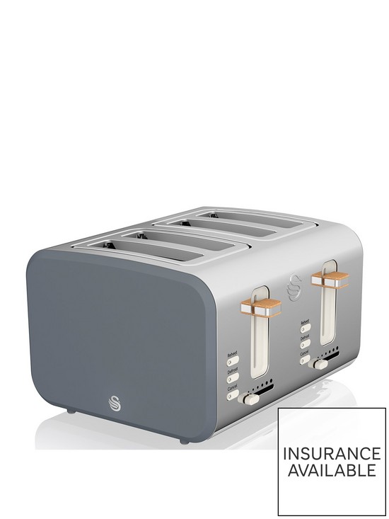 front image of swan-4-slice-nordic-style-toaster-grey