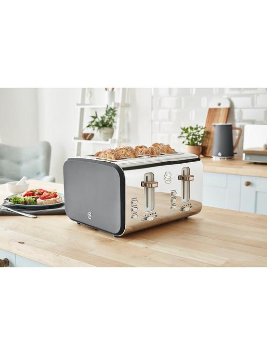 stillFront image of swan-4-slice-nordic-style-toaster-grey
