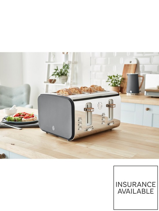 stillFront image of swan-4-slice-nordic-style-toaster-grey
