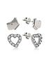  image of radley-sterling-silver-dog-and-crystal-set-heart-ladies-earrings-set