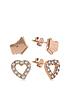  image of radley-18k-rose-gold-plated-sterling-silver-dog-and-crystal-set-heart-ladies-earrings-set