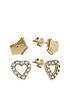 image of radley-18-carat-gold-plated-sterling-silver-dog-and-crystal-set-heart-ladies-earrings-set