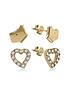  image of radley-18-carat-gold-plated-sterling-silver-dog-and-crystal-set-heart-ladies-earrings-set