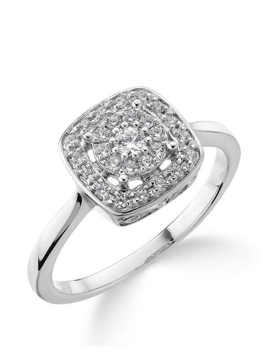 front image of love-diamond-9ct-white-gold-20-point-diamond-square-set-cluster-ring