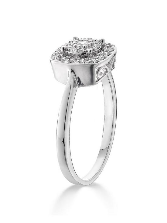 stillFront image of love-diamond-9ct-white-gold-20-point-diamond-square-set-cluster-ring