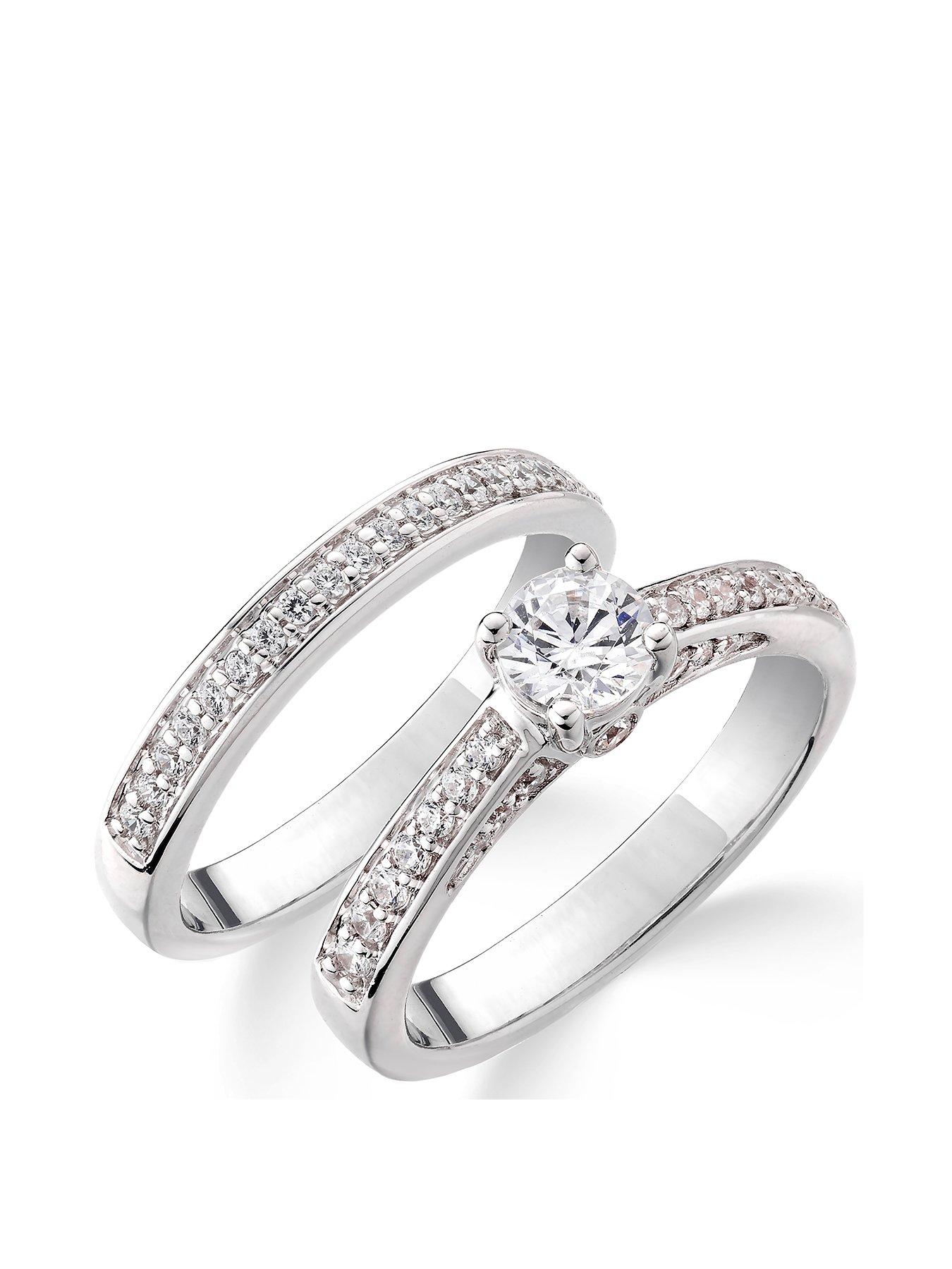 Image 1 of 5 of Love DIAMOND 9ct White Gold 75 Point Diamond (total) Bridal Set