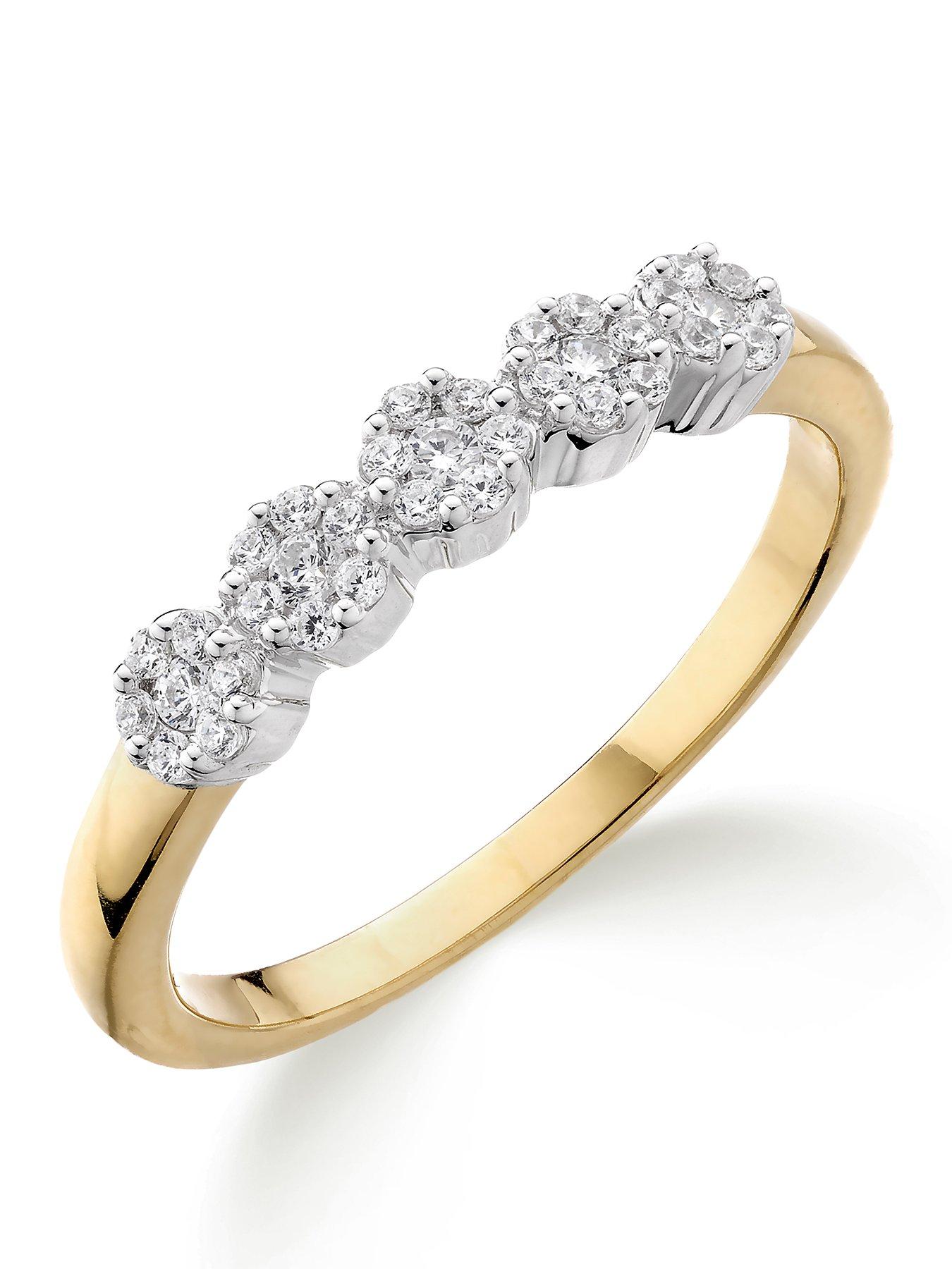 Image 1 of 6 of Love DIAMOND 9Ct 20 Diamond 5 Stone Eternity Ring